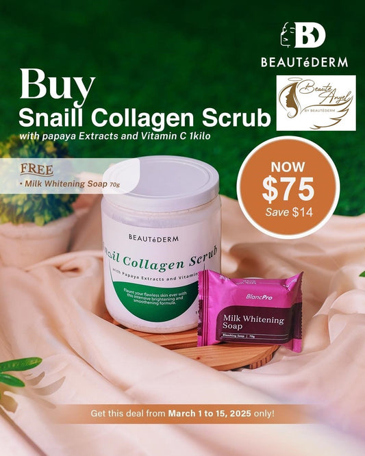 𝐑𝐄𝐀𝐃𝐘, 𝐒𝐄𝐓, 𝐌𝐀𝐑𝐂𝐇 promo for Snail Collagen Body Scrub 1kg